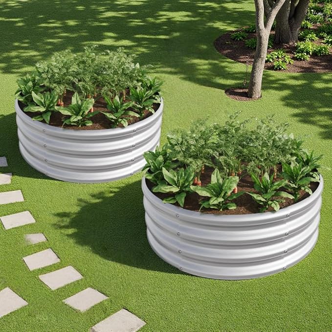 Durable Metal Raised Garden Bed for Vegetables Flowers and Herbs – Rust-Resistant Outdoor Planter Box with Solid Frame (2PCS Silver with 32.08x11.4 inches)