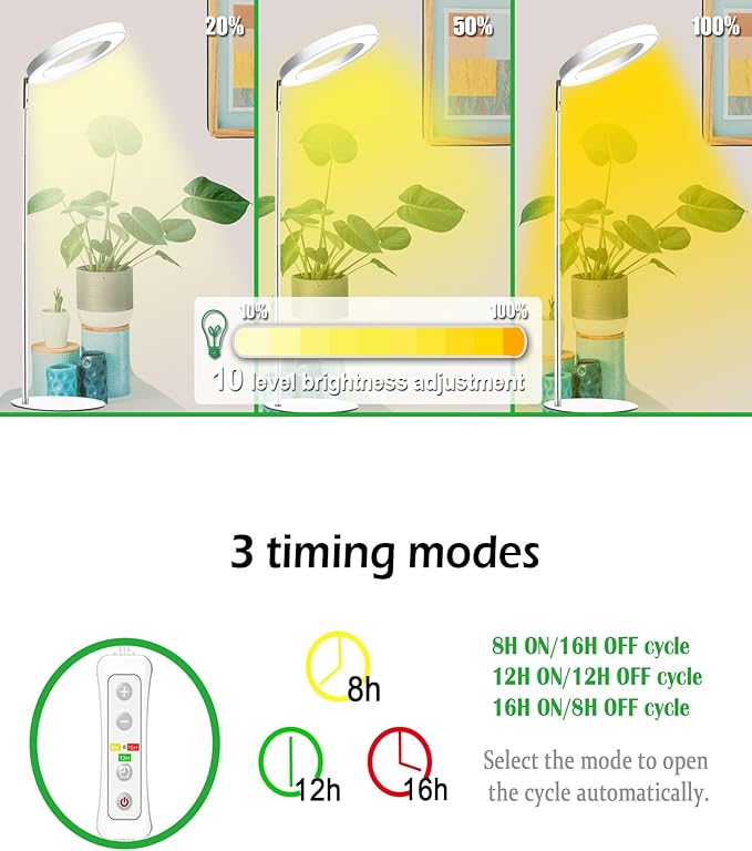 yadoker Plant Grow Light LED Growing Light Full Spectrum for Indoor PlantsHeight Adjustable Automatic Timer 5V Low Safe VoltageIdea for Large Plant Light
