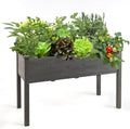 GRAFFY Raised Garden Bed 49.5 X 23.5 X 30.0 Wooden Elevated Planter Box for Vegetable Flower Herb Outdoor Planting Bed Container with 4 Drain Holes &amp Legs for Grass Lawn Patio Backyard(Grey)