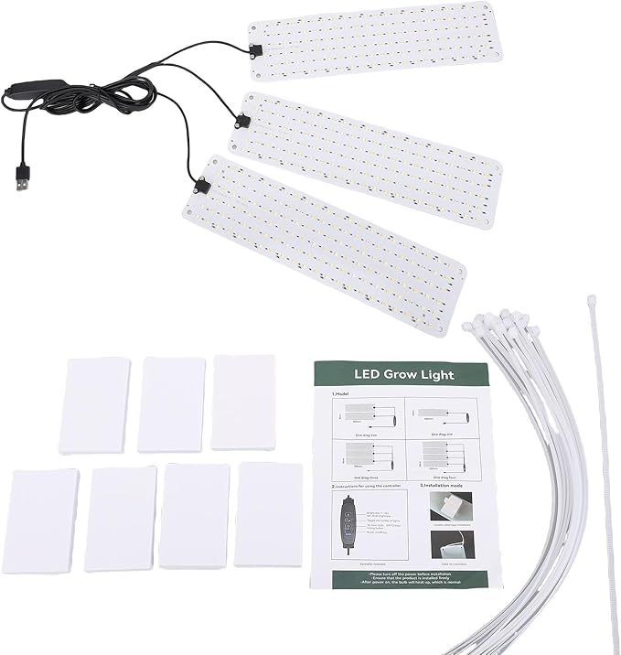 Timer Function LED Grow Lights High PPFD Full Spectrum Indoor Plant Lamp Plants 4 Heads - 16W Aluminum Material (3 Head)
