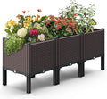 Raised Garden Beds Outdoor Polypropylene Elevated Planter Boxes Outdoor for Vegetables Flowers Herbs Garden Box with Drain Outlet Heat and Frost Resistance Planters 300lb Capacity (46X15X20in)