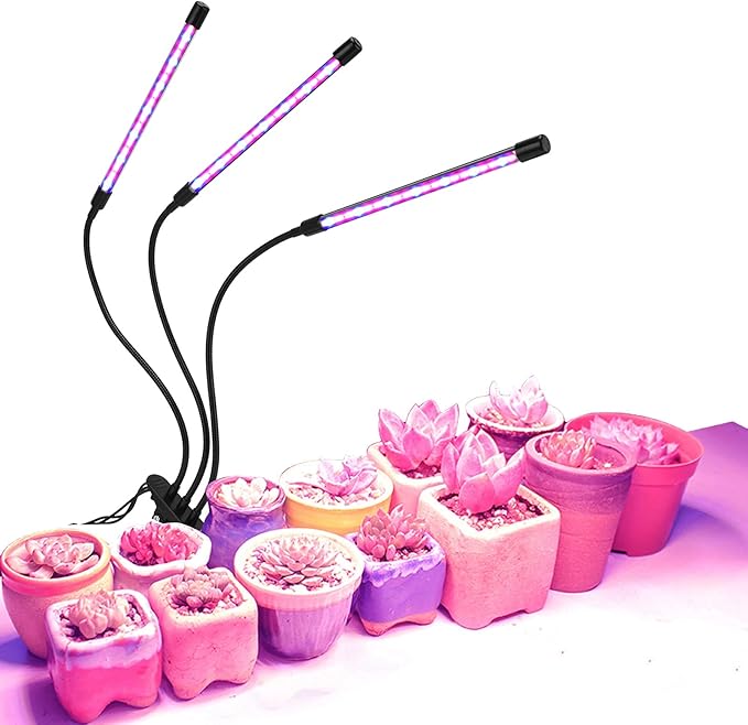 Grow Lights for Indoor Plants Red &amp Blue Spectrum LED Plant Lamp with Auto Timer (3/9/12H) 5 Level Dimmable Clamp on for Succulents Seed Starting Flexible Gooseneck