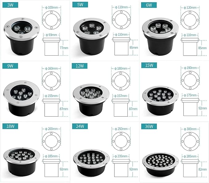 Outdoor Landscape Light - Led Ring Fountain Light Ip67 Waterproof Underground Buried Lamp Led Outdoor Floor Spotlight for Driveway Deck Step Illumination Decoration-Warm White-18W(12v)