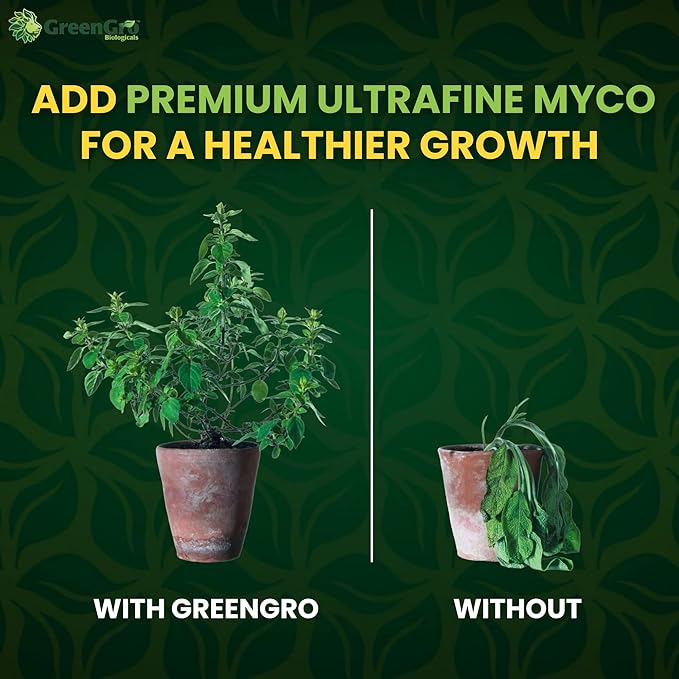 GreenGro Premium Ultrafine Myco - Mycorrhizal Inoculant &amp Water Soluble Root Enhancer from Superior Strains/Improves Nutrient Uptake &amp Eases Transplant/Indoor &amp Outdoor Plant Fertilizer (8