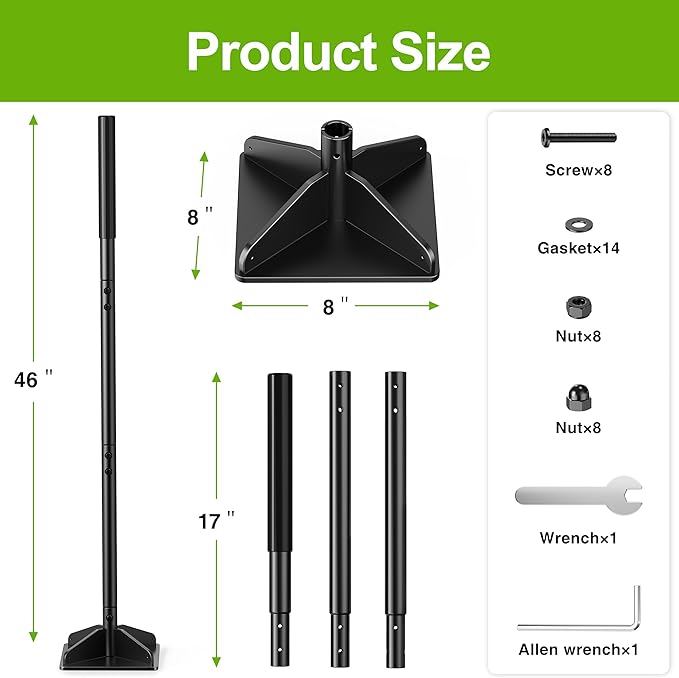 Heavy Duty Steel Tamper 48 Handle Tamper with Comfortable Rubber Grip 8×8 Garden Tamper Tool for Soil Gravel Asphalt &amp Lawn