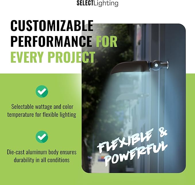 Select LED Flood Light with Photocell 10W/20W/30W Wattage Selectable 3900 Lumen 3000K/4000K/5000K CCT IP65 Waterproof UL Certified Outdoor Security Light for Yard Driveway (Knuckle Mount)