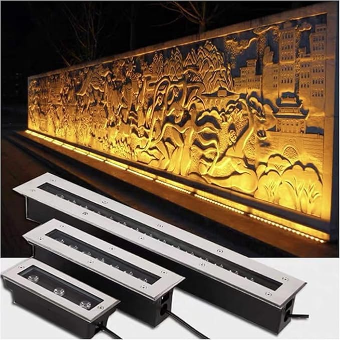 LED Landscape Lights - Outdoor Buried Lights AC 220V Rectangle Floor Lamp IP67 Waterproof Ultra-Thin Recessed Spotlight Decorative Lighting Ground Light Floor Lamp(Yellow12w)
