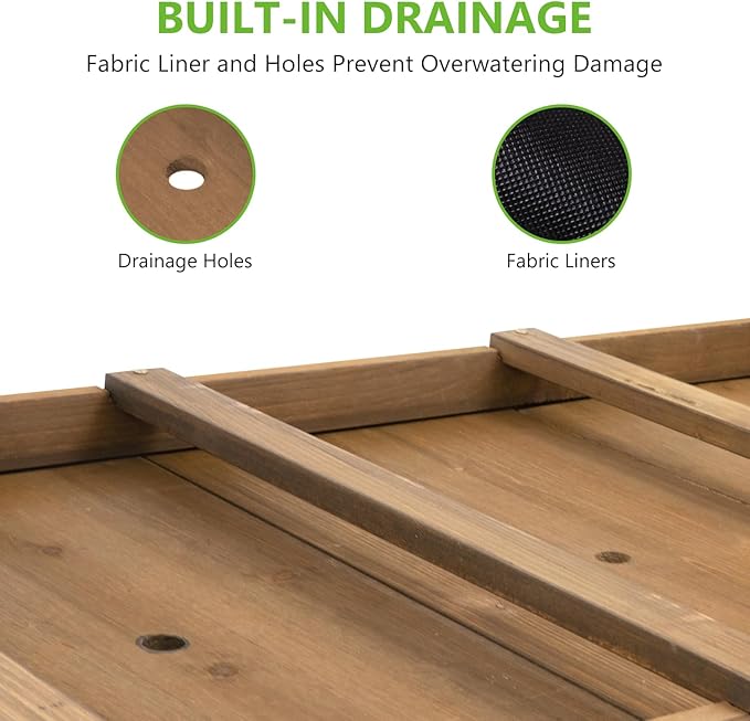 Raised Garden Bed with Legs &amp Wheels – Outdoor Elevated Planter Box with Storage Shelf &amp Hooks for Vegetables Flowers and Herbs for Outdoor Gardening Patio Balcony48x 24x 33(Brown)