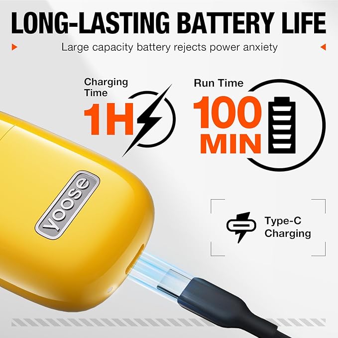 yoose Nose Hair Trimmer Alloy Portable Painless Nose Hair Trimmer for Men Women IPX7 Waterproof Travel Size USB-C Rechargeable Nose Trimmer with Dust Protection Cap Dual Edge Blade Yellow