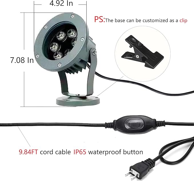 Kiven Outdoor Landscape Yard Floodlight LED Lighting 6W Waterproof IP65 Graden Lights COB Led Spotlights for Signboard Lighting Wall Light、Lawn Decorative Lamp Plug-In Ground Lights （6000K）