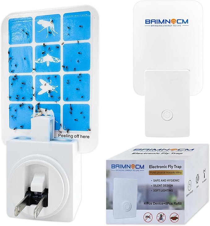 Blue Light Bug Catcher Indoor Plug in Gnat Traps for House Indoor Fly Trap for Fruit Fly Moth and Mosquito Flying Insect Catcher 4 Device+8 Refills