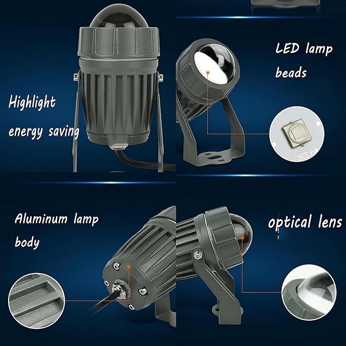 10W Outdoor LED Floor Spotlight - Narrow Beam Floodlight IP65 Waterproof Outdoor Wall Lamp Landscape Lighting Adjustable Beam Angle Up Lights for Building Exterior Wall(Green10W(12V))