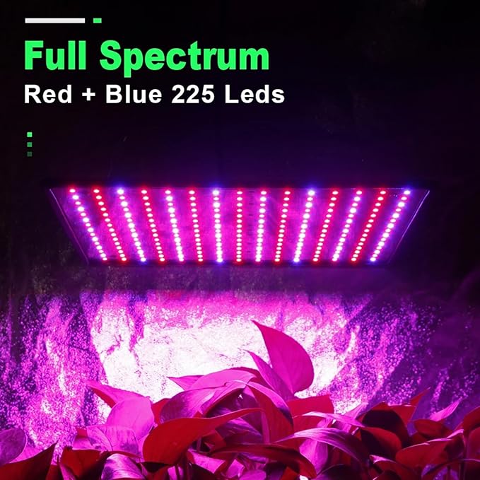 1000W Equivalent Grow Light with 225pcs LEDs 3x3 Ft Coverage Dimmable Plant Grow Light Full Spectrum for Indoor Plants Seeding Veg &amp Bloom2pcs