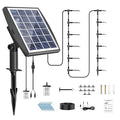 Solar Automatic Drip Irrigation Kit System JIYANG Solar Powered Auto Easy DIY Watering Device Supported Pots Plants 6 Timing Modes with Anti-Siphoning Device (Supported 10 Pots 6Timing Modes)