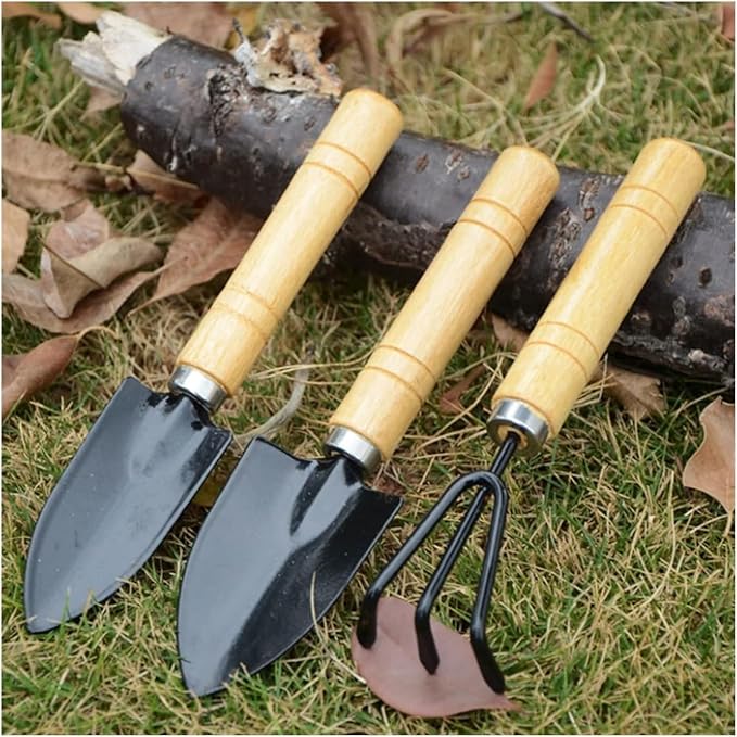 Garden ShovelGarden Trowel 3pcs Mini Portable Gardening Tool Metal Head Shovel Rake Spade Plant Garden Tool Set Garden (Color : 1)