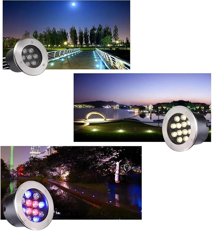 LED Underwater Fountain Light - RGB Color Change Outdoor Spotlights with RF Remote Control Recessed Spotlight IP68 Waterproof Buried Garden Lamp LED Underwater Recessed Spotlight(9w24v)