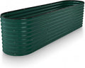Plant &amp Plot Galvanized Raised Garden Beds Outdoor // 8×2×2 ft Planter Raised Beds for Gardening Vegetables Flowers // Large Metal Garden Box (Dark Green) // Patented Tool-Free Design