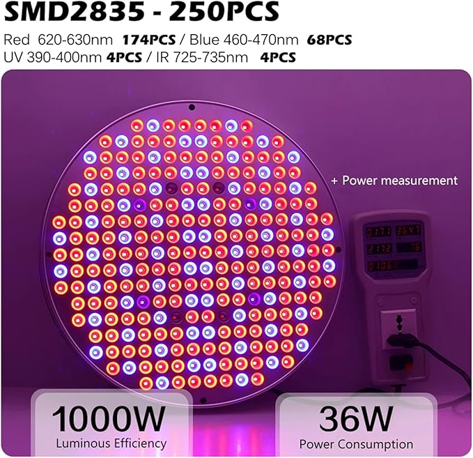 LED Plant Grow Light 250 LEDs Full Spectrum Phytolamp Dimmable Plant Grow Light for Indoor Plants Seeding Veg &amp BloomSilver