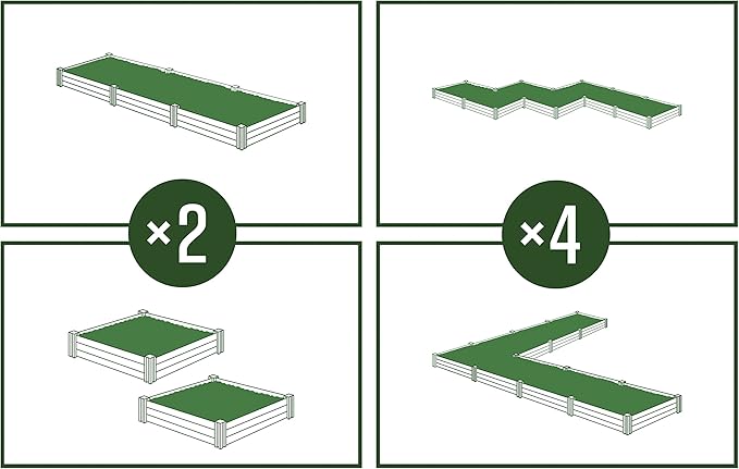 Vita Mezza 4 Foot x 4 Foot x 11 inch Cedar Wood Modular Garden Bed with Black Aluminum Posts FSC Woodgrain Golden Brown Pre-Stained VT17703