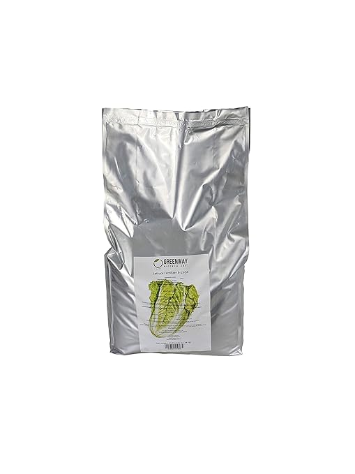 Greenway Biotech Inc. Lettuce Fertilizer Powder 8-15-36 Plus Trace Minerals and 100% Water Soluble Includes Essential Chelated Micronutrients for Healthy Plants- 25 Pounds