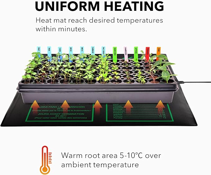 BN-LINK Seedling Heat Mat Warm Hydroponic Heating Pad Waterproof 20 x 20.75 for Seed Starting Greenhouse and Germination