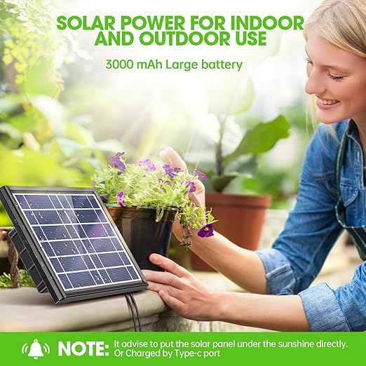 Solar Automatic Drip Irrigation Kit - 25 Timer Modes Smart Watering System for 15 Plants 900ml/min High Flow with IP54 Waterproof 49FT Indoor/Outdoor Garden Kit for Vacation &amp Busy Plant Lovers