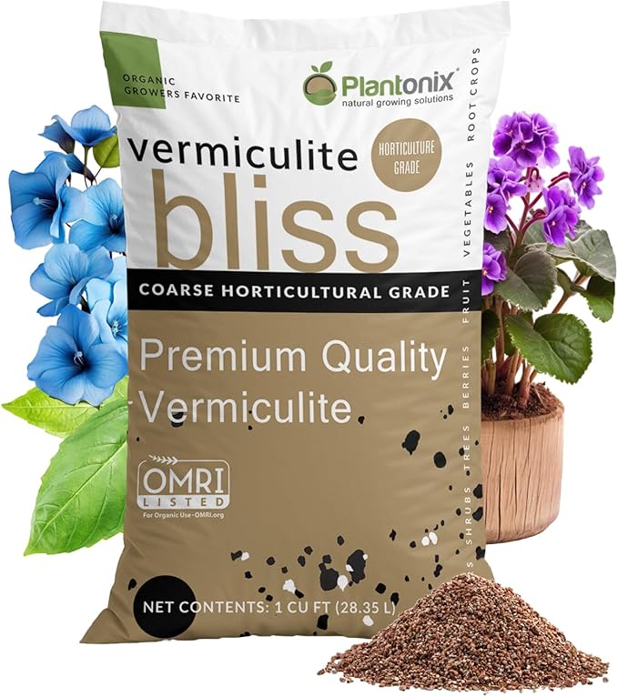 Vermiculite Bliss (1 Cubic Ft) - Organic Vermiculite for Gardening - Natural Soil Amendment - Bulk Vermiculite for Plants Potting Soil &amp Seed Starting - Mixes with Garden Soil &amp Perlite for