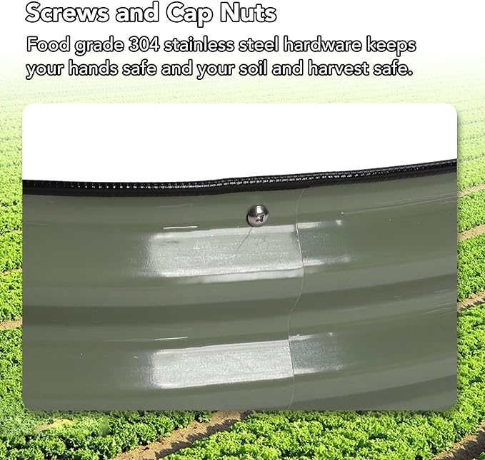 Raised Garden Bed Kit 107x20cm Metal Raised Planter Bed with Rounded Edges and Open Bottom Design Galvanized Steel Planting Box for Vegetables and Flowers (Light Green)