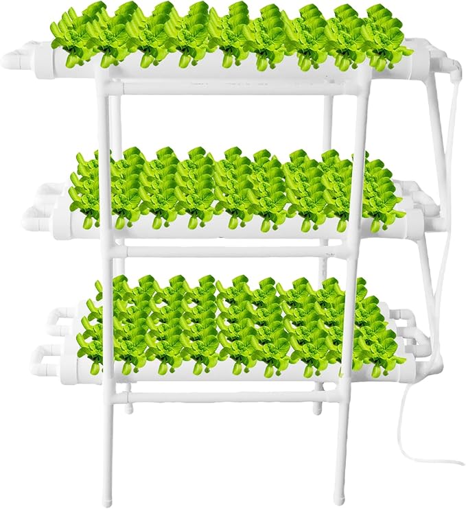 Hydroponic Grow Kit 3 Layer 180 Plant Sites Hydroponics Growing System 12 Food-Grade PVC-U Pipes Gardening System for Indoor Vegetable Flower and Fruit Growing