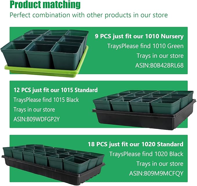 Square Nursery Seedling Pot 3.5 Inches 90 Pcs Small Nursery Pot Plastic Thick and Sturdy Seed Start Germination Pot for Plant Propagation and Seeding(Green3.54 Inches 90Pcs)