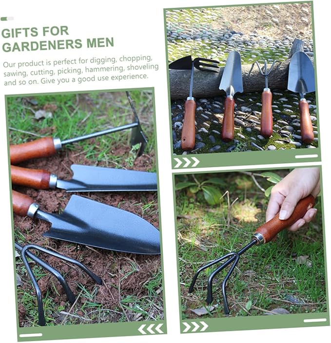 4pcs Mini Garden Tool Set with Small Trowel Narrow Spade Dual-use Claw Hoe and Soil Scoop – Portable Handheld Shovels for Planting Weeding and Digging in Home Gardens