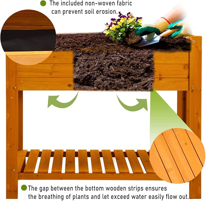 Raised Garden Bed 48x24x33 Large Wood Planter Box with Legs Outdoor Wooden Elevated Planters Raised Beds for Vegetable Flower Herb Standing Gardening Box for Backyard Patio Deck