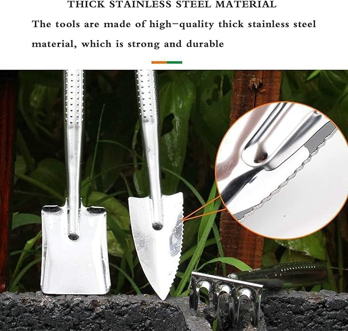 Garden Tools Set 3 Piece Heavy Duty Gardening Tools Stainless Steel Garden Tool Set Outdoor Gardening Hand Tools -Gift for Women and Men
