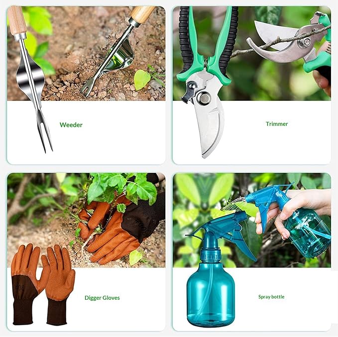 Ergonomic Garden Tool Set Premium Stainless Steel Construction Comfortable Grip Design Reducing Hand Fatigue During Use Garden Hand Tools Set