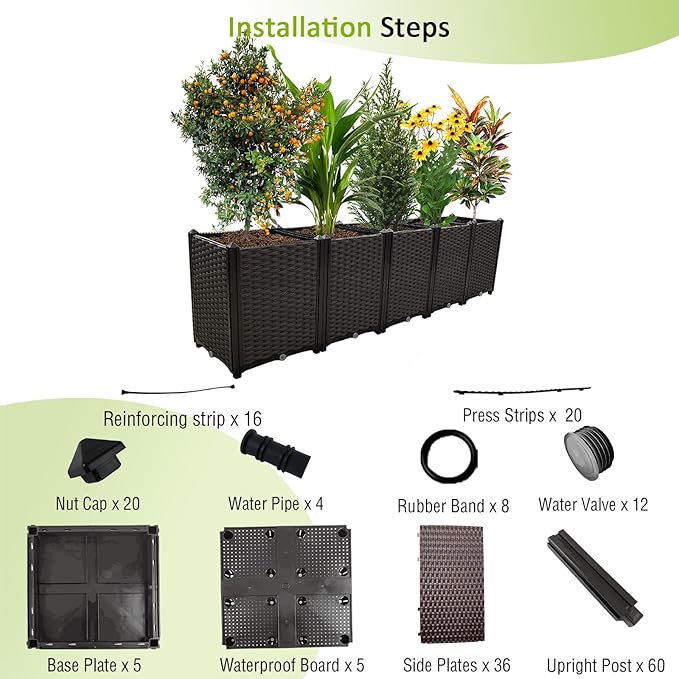 Large Planters for Outdoor Plants Rectangular Raised Garden Bed Elevated Planter Boxes Patio Balcony Deck for Planting Flowers Vegetables Tomatoes and Herbs
