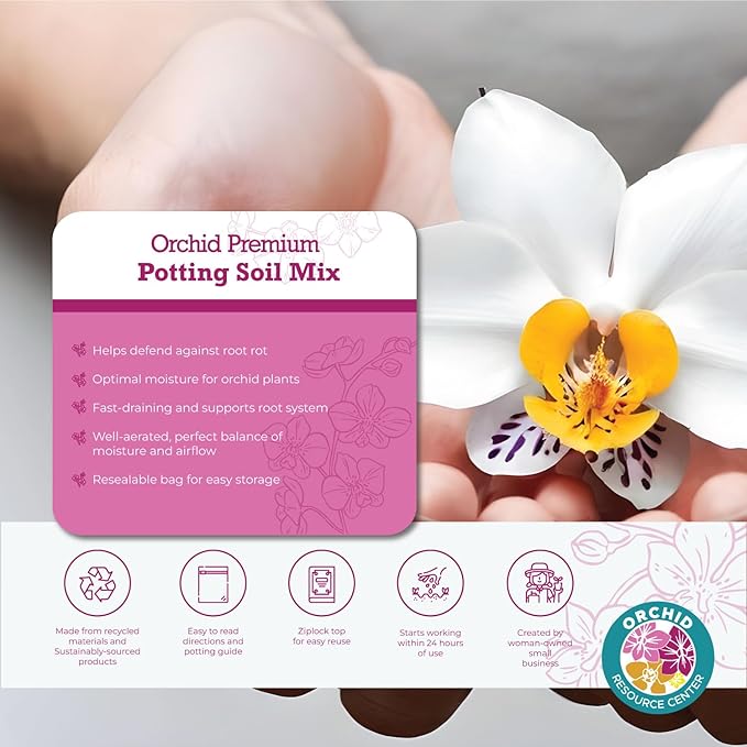100% Organic Orchid Potting Soil – Nutrient-Rich Well-Draining Blend for Stronger Roots &amp Vibrant Growth | Hand-Blended &amp Eco-Friendly | Made in USA | 2.3L Bag