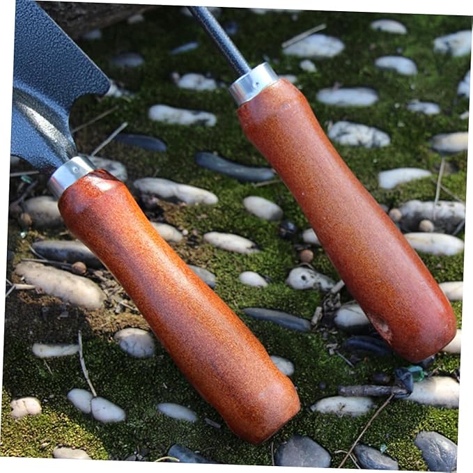 Luxshiny 4pcs Gardening Tool Set Mini Metal Spade Hand Trowel Rake Cultivator with Extended Narrow Shovel for Flower Planting and Vegetable Garden Maintenance