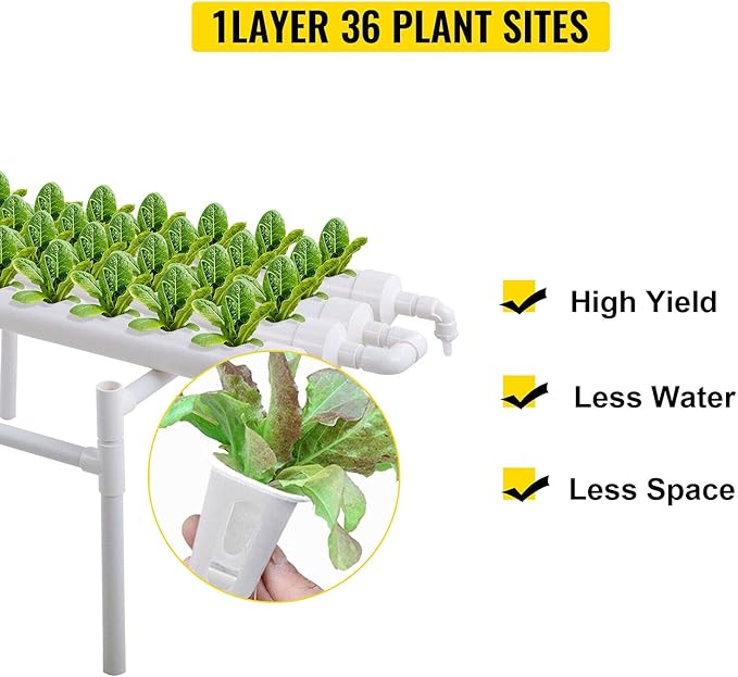 Hydroponic Growing Pipe Kit 36/54/72/90/108 Holes Sites 1 Layers to 4 Layers Planting Sites Grow Box Water Culture System (Color : 2F 6Pipes 54 Sites) (2f 6pipes 54 Sites)