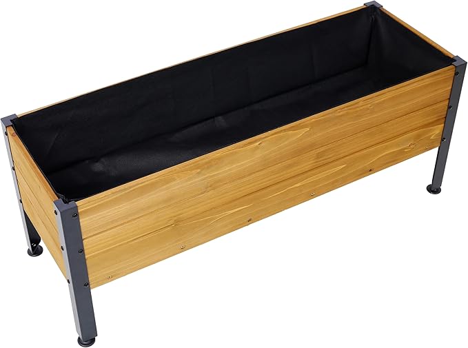 Wood Rectangular Garden Planter Box Raised Bed OutdoorPlanters for Outdoor PlantsElevated Vegetables Flowers Great Patio Deck Balcony