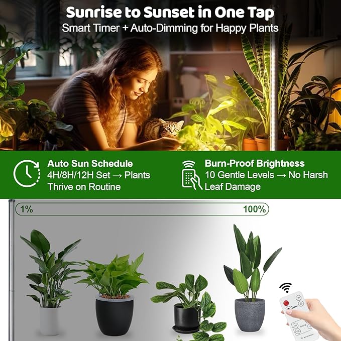 65 Adjustable Grow Light for Indoor Plants 48W Full Spectrum Standing Plant Light with Remote Control Timer &amp 10-Level Dimmable for Tall Plants
