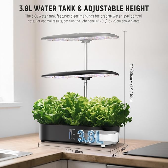 NEEWER Basics Hydroponics Growing System Kit with LED Plant Light/3 Growing Modes/12 Pods/Timer/LCD/Smart Quiet Pump Touch Light Planter for Herb Garden Vegetables Flowers Indoor Gardening HGS01
