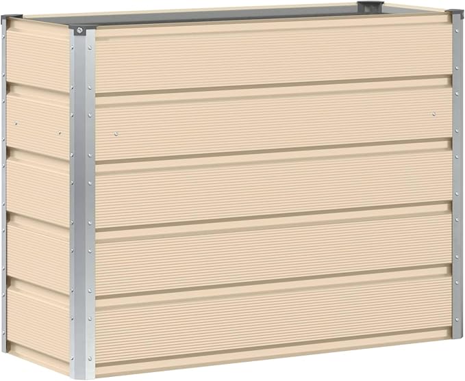 Outdoor Metal Raised Garden Bed Steel Planter Box for Gardening Vegetables Fruits Flowers Easy Assembly 39.37 x 15.75 x 29.53 in Ivory -591