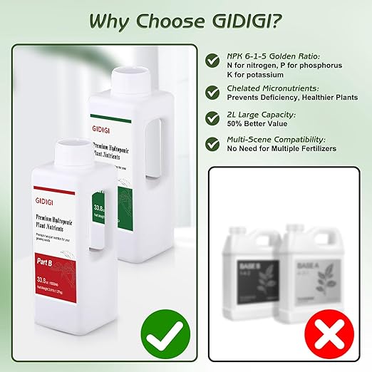 Hydroponic Nutrient Solution | Professional Base A &amp B Liquid Hydroponic Fertilizer for Indoor and Outdoor Plant | Supports Healthy Vegetative Growth and Flowering Stage | 75.5 oz(2 L) Set