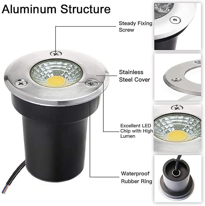 4 Pack 5W COB Outdoor Landscape Lights - IP67 Waterproof Mini Buried LED Spot Lights for Patios Lawns Driveways &amp Decks (Blue Low Voltage AC 85-265V)