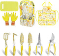 Yellow Garden Tools Set for Women iHansee 10-Piece Gardening Tool Kit with Handbag Non-Slip Ergonomic Handles Gardening Gift for Women Mom Garden Lovers