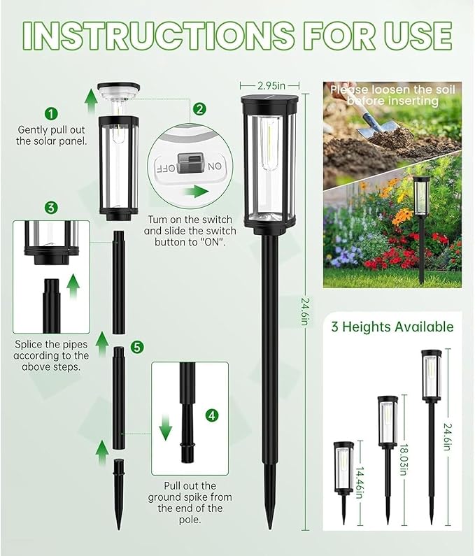 10W Solar Garden Stake Wusi Light –Weatherproo Square Tungsten Lawn Lights for Outdoor Pathway Lighting No Wires Required with Automatic Night Activation(1PCS)