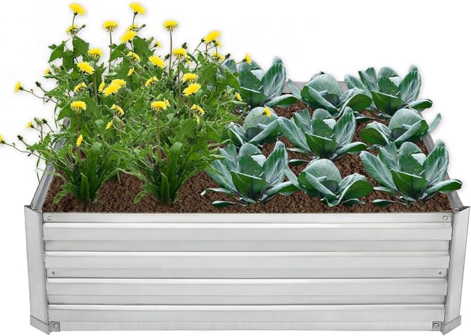 Raised Garden BedGalvanized Raised Beds for Gardening3ft x 3ft Outdoor Metal Raised Bed Planter Boxes Kit for VegetablesFlowers Herbs
