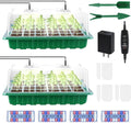 2 Packs Large Seed Starter Tray Adjustable Brightness and Timer with 48 Full Spectrum LEDs Seed Starter Kit with Drainage Holes Tools and Labels for Indoor Plant Growing and Outdoor Gardening