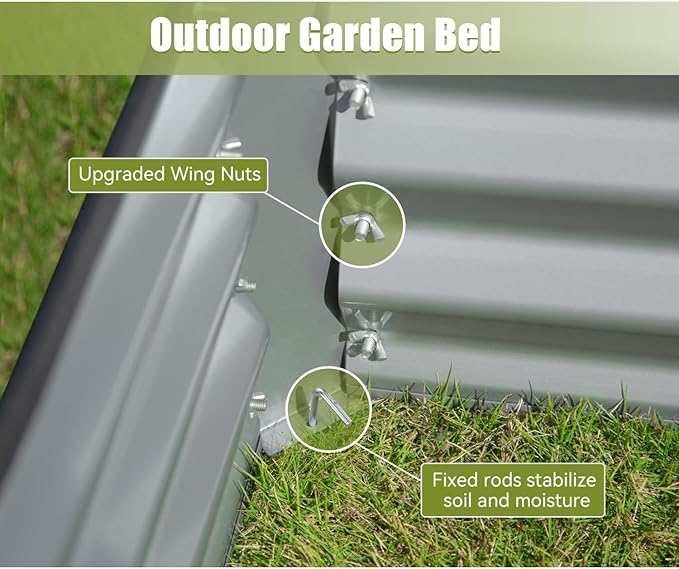 6X3X1.5Ft Galvanized Raised Garden Bed Outdoor Planter Garden Boxes Large Metal Planter Box for Growing Vegetables Fruits &amp Flowers
