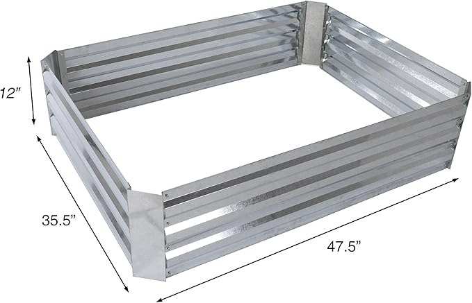 Pure Garden Galvanized Raised Garden Bed - 14.25” L x 13.5” W x 5.5” H Raised Garden Beds Outdoor Square Planter Box Kit for Flowers Vegetables Fruits or Herbs - Raised Bed Garden Planters